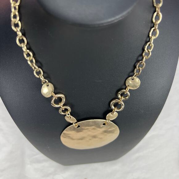 Chico’s Gold Round Pendant Necklace - Picture 3 of 4